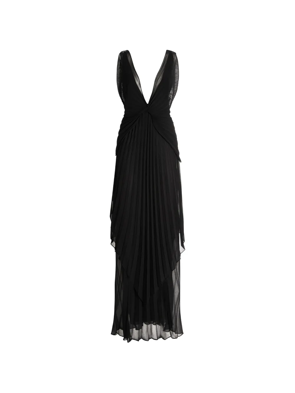 Genny pleated V-neck dress - Nero