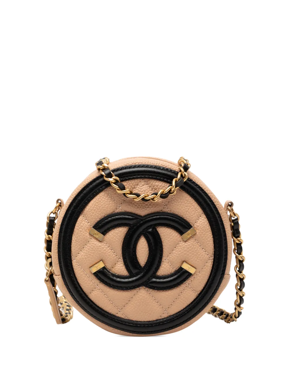 CHANEL Pre-Owned 2018-2019 Caviar CC Filigree Round crossbody bag - Nero
