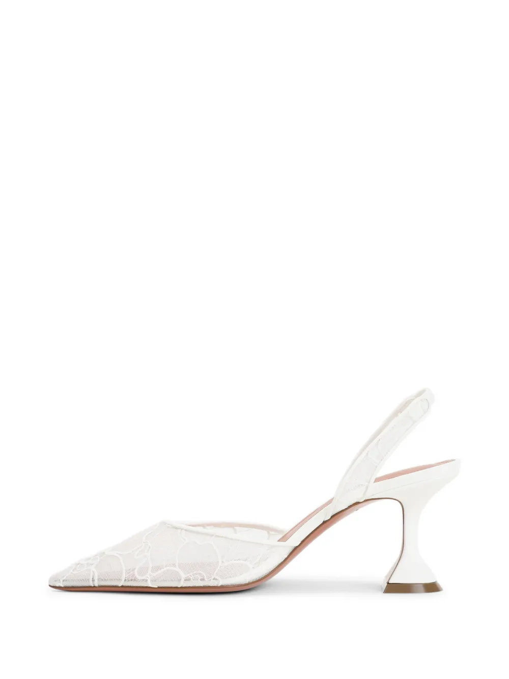Amina Muaddi lace slingback pumps Wit