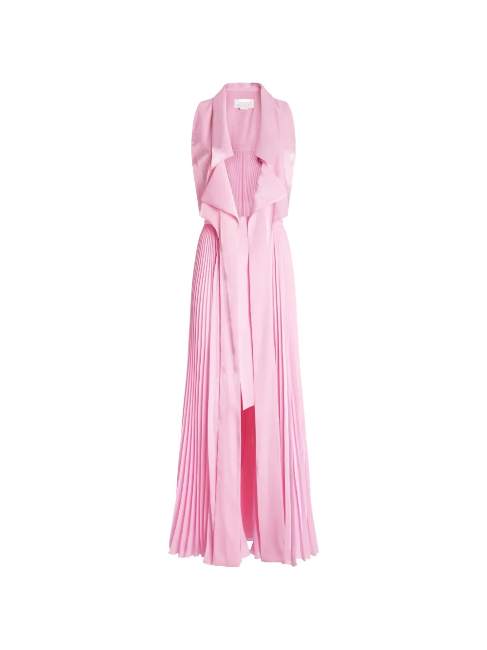 Genny Sleeveless Lace Pleated Trench Coat In Pink