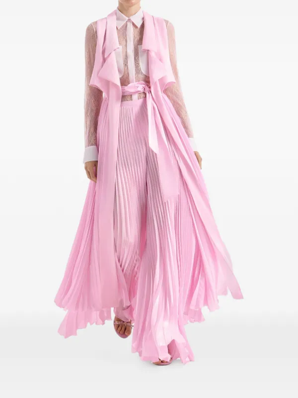 pleated trench coat dress Ulila Beige Double-Breasted Pleated Cotton-Blend Trench Coat XS / 2