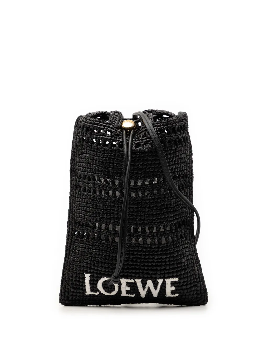 Loewe Pre-Owned 2025 Paula Ibiza Raffia Drawstring Pocket crossbody bag - Nero