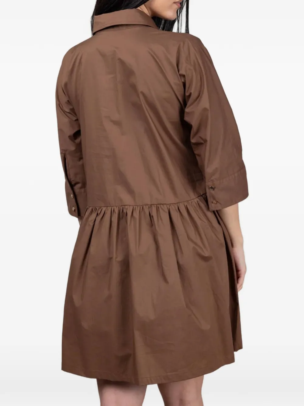 Seventy Blousejurk met gesmockte taille Bruin