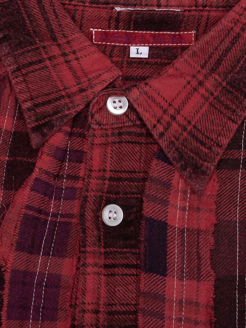 Needles Ribbon Over Dye Flannel Shirt - Red 
