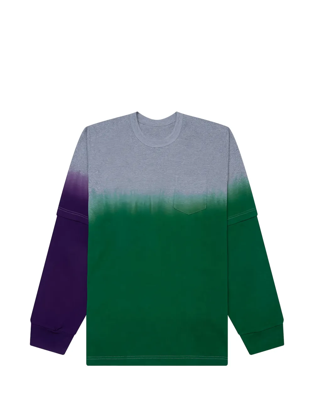 sacai garment-dye pocket long-sleeve T-shirt - Verde