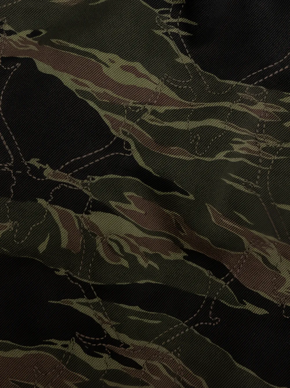  South2 West8 Skull-quilting Camouflage Trousers - Green 