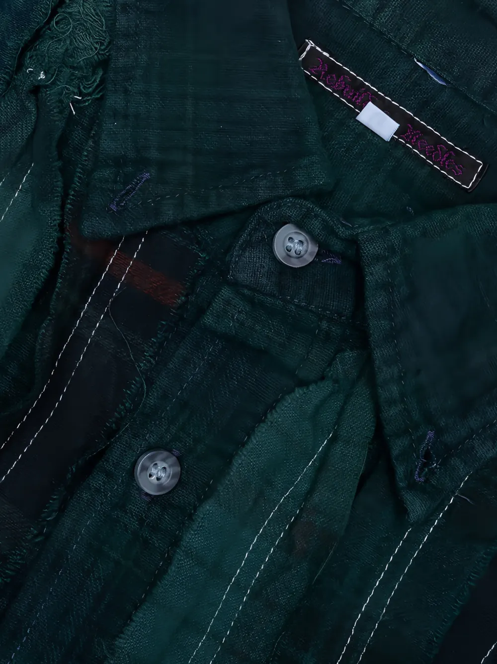  Needles Over Dye Flannel Shirt - Green 