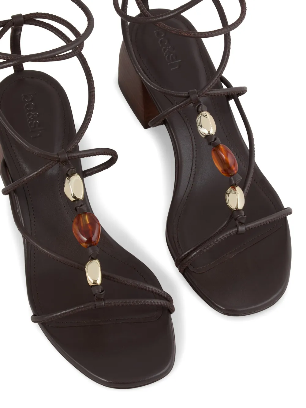 Ba&Sh Caya beaded ankle-tie sandals Bruin