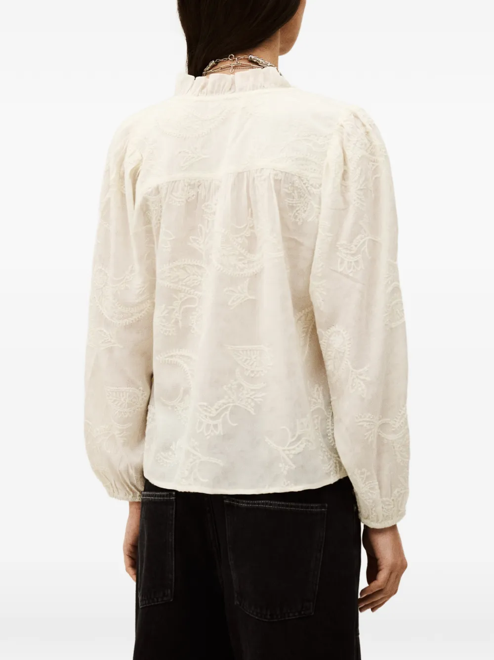 Ba&Sh Petty blouse met ruches en borduurwerk Wit