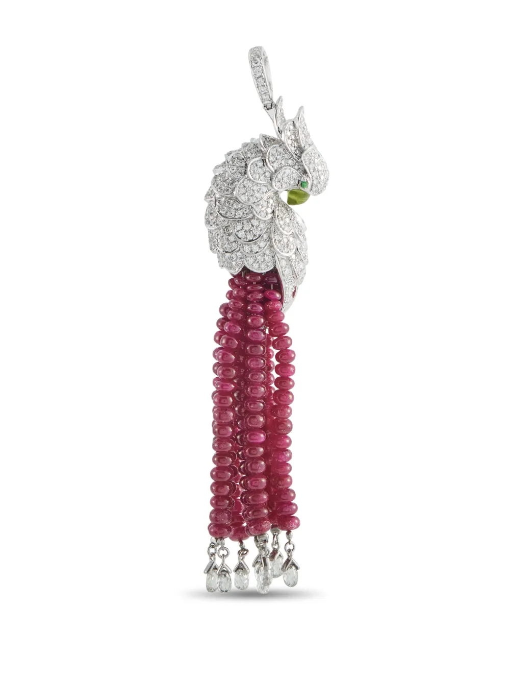 LB Exclusive diamond and burma ruby Parrot pendant - Argento