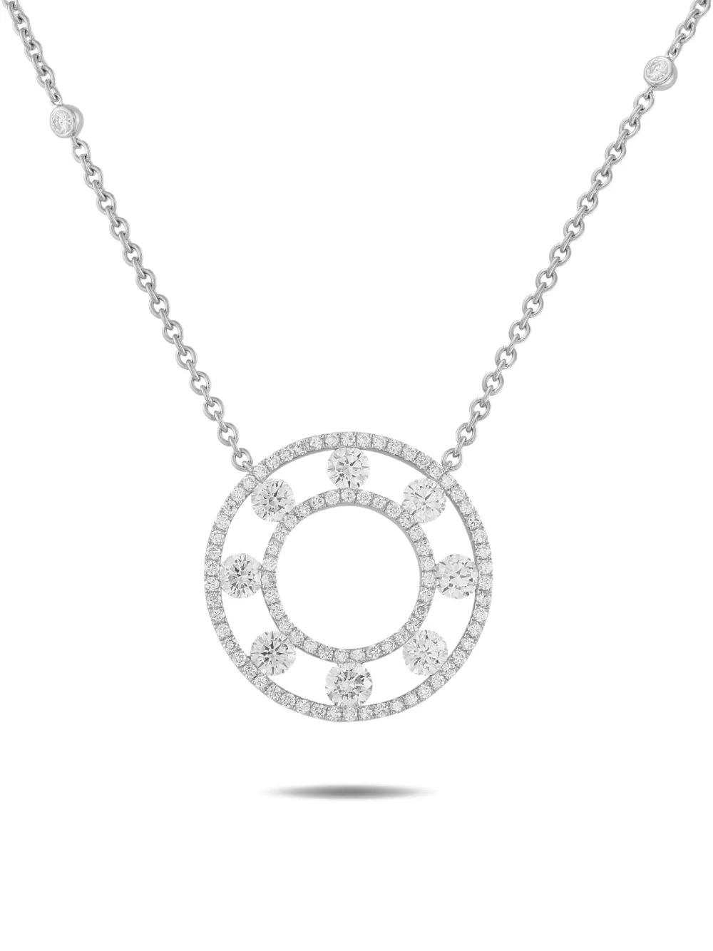 LB Exclusive diamond circle pendant necklacet otalling 1,70 carats - Argento
