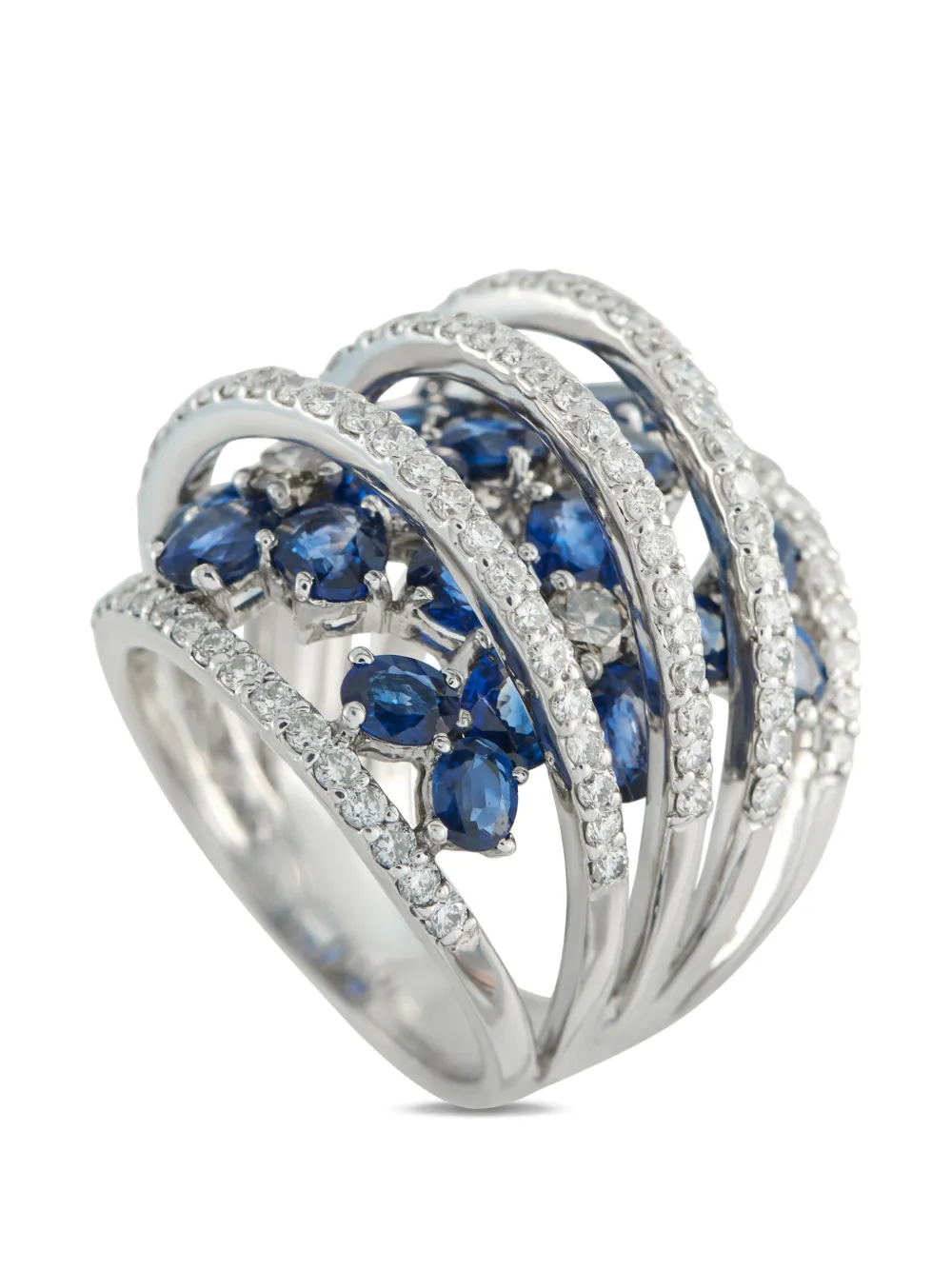 LB Exclusive wide-band diamond and sapphire ring - Argento