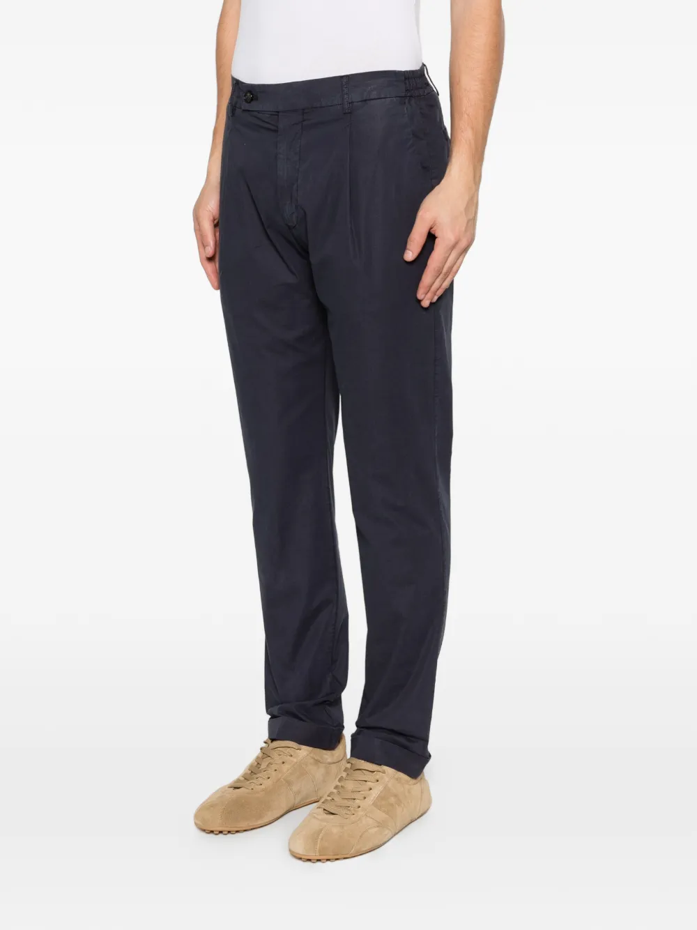 Berwich Plooibroek met omgeslagen pijpen Blauw