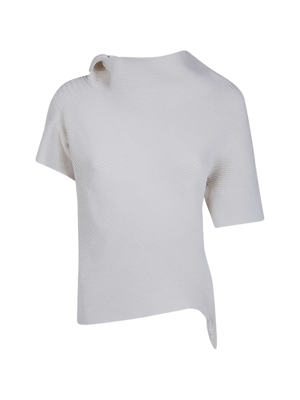 Issey Miyake asymmetric ribbed-knit top - Toni neutri