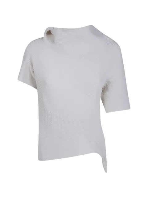 Issey Miyake top tejido de canalé con diseño asimétrico
