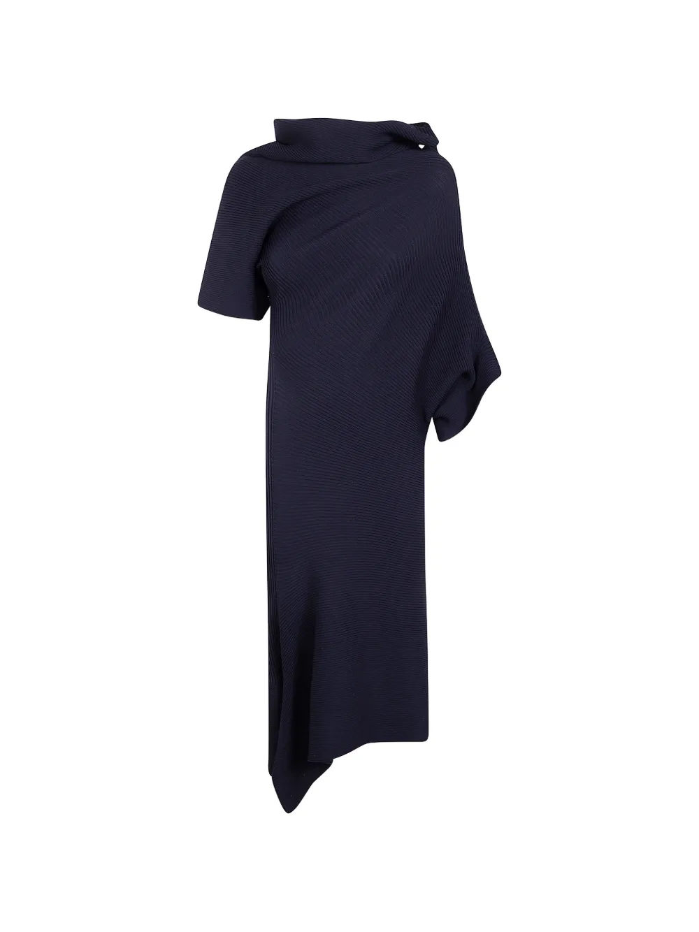 Issey Miyake Life Form asymmetric ribbed-knit midi dress - Blu