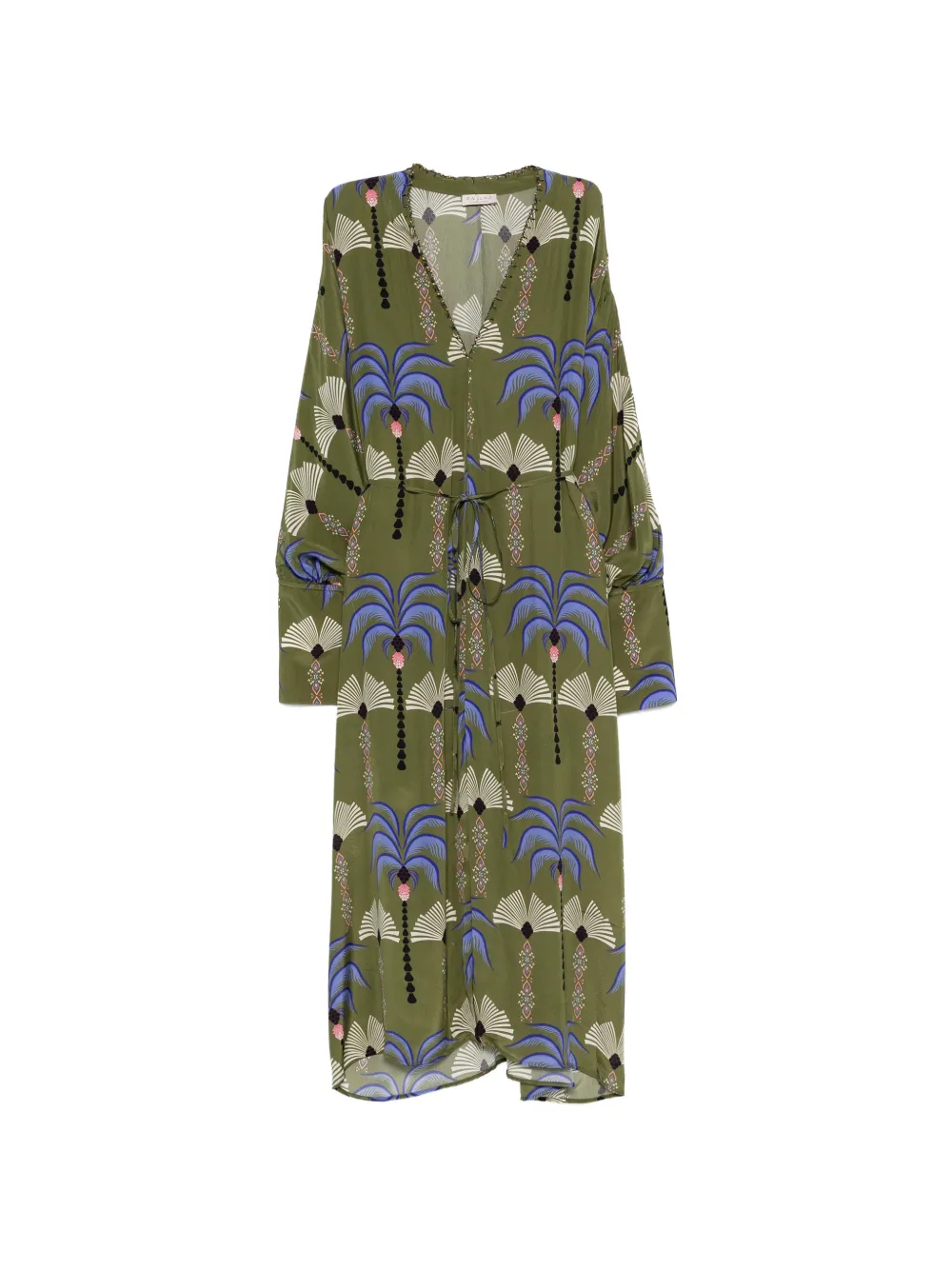 Cassandra palm-print maxi dress
