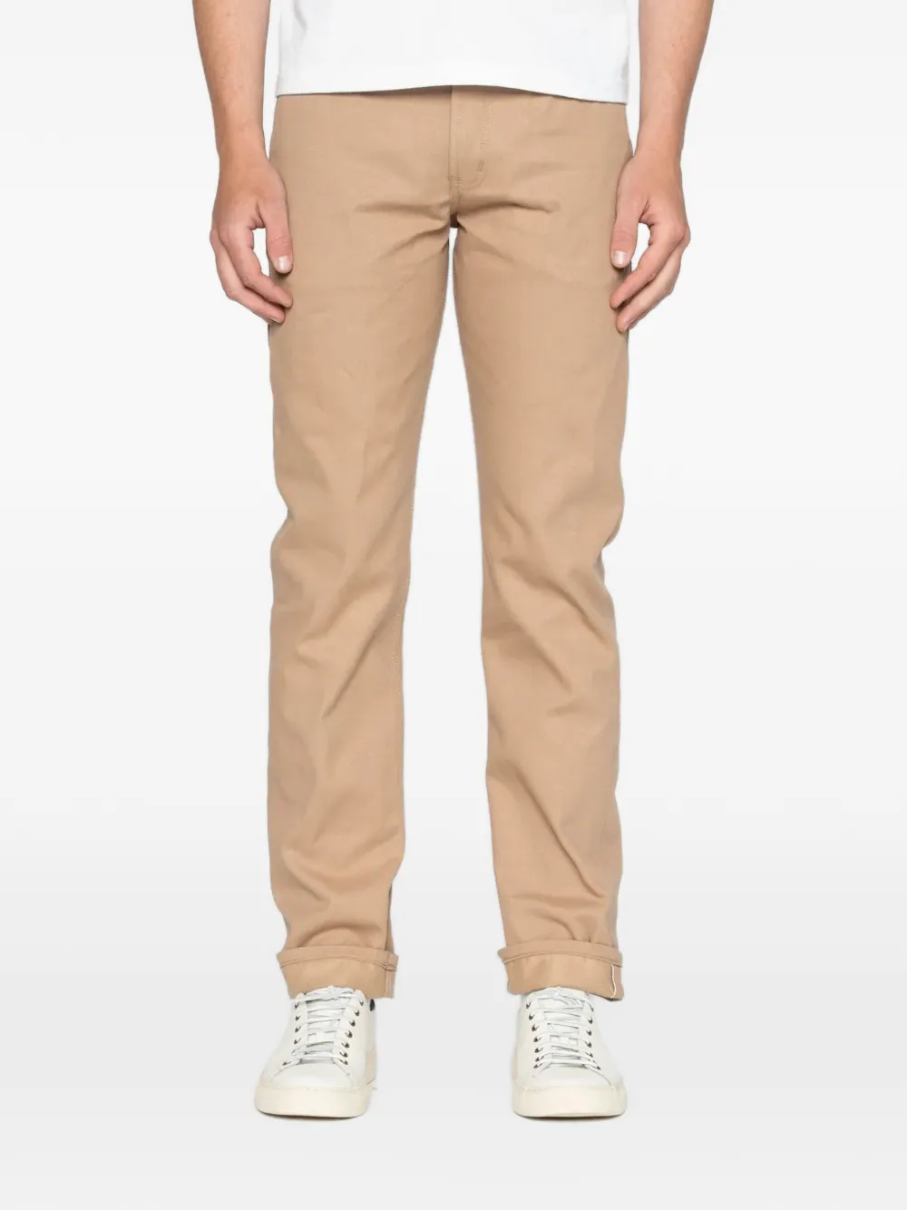 Naked and Famous Weird Guy Selvedge Slacks broek Beige