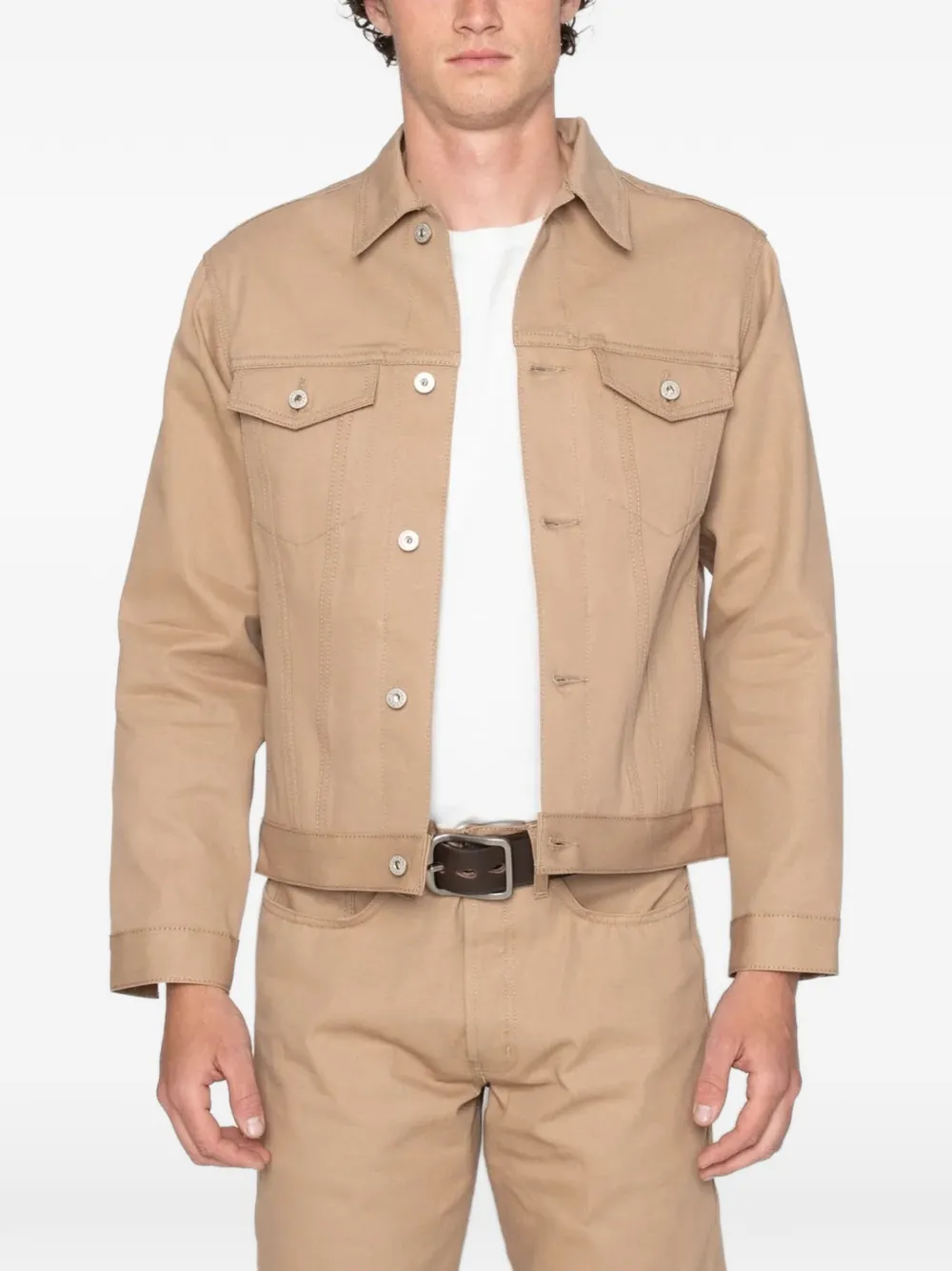 Naked and Famous Selvedge Slacks denim jack met opgestikte zak Beige