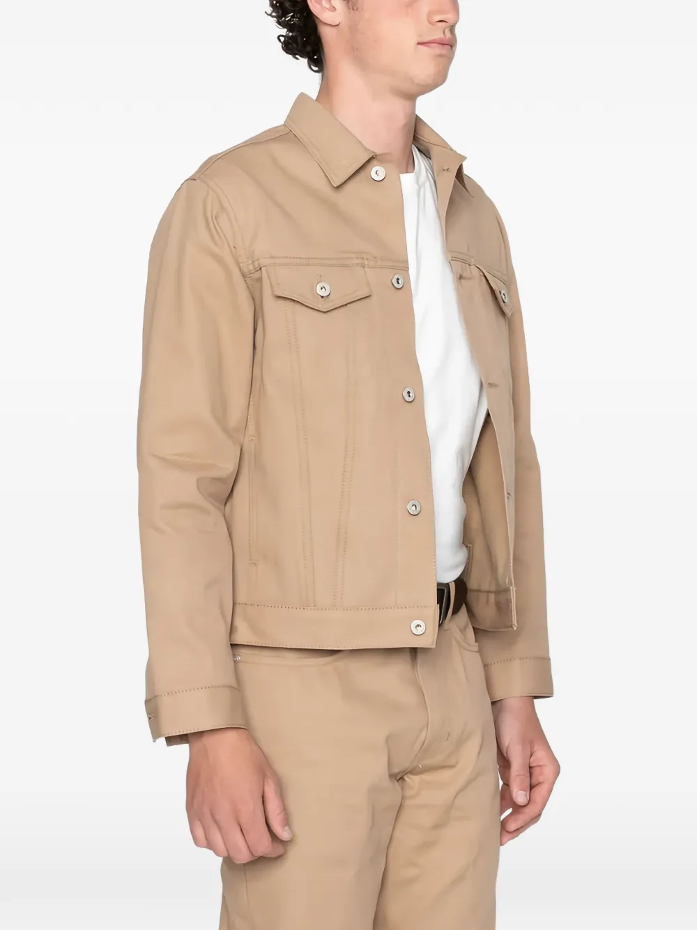 Naked and Famous Selvedge Slacks denim jack met opgestikte zak Beige