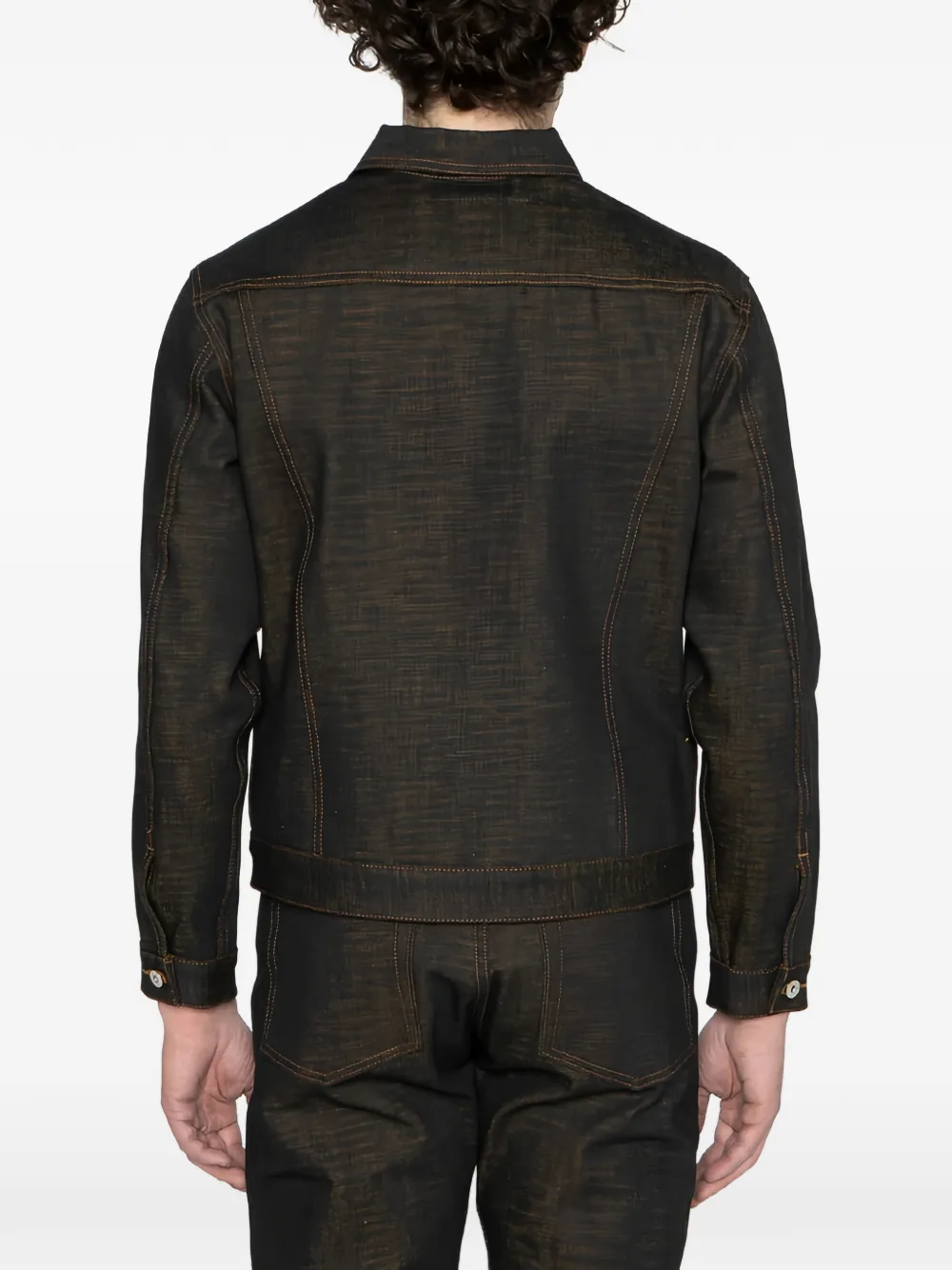 Naked and Famous Citrus Kasuri Selvedge denim jack met knopen Blauw