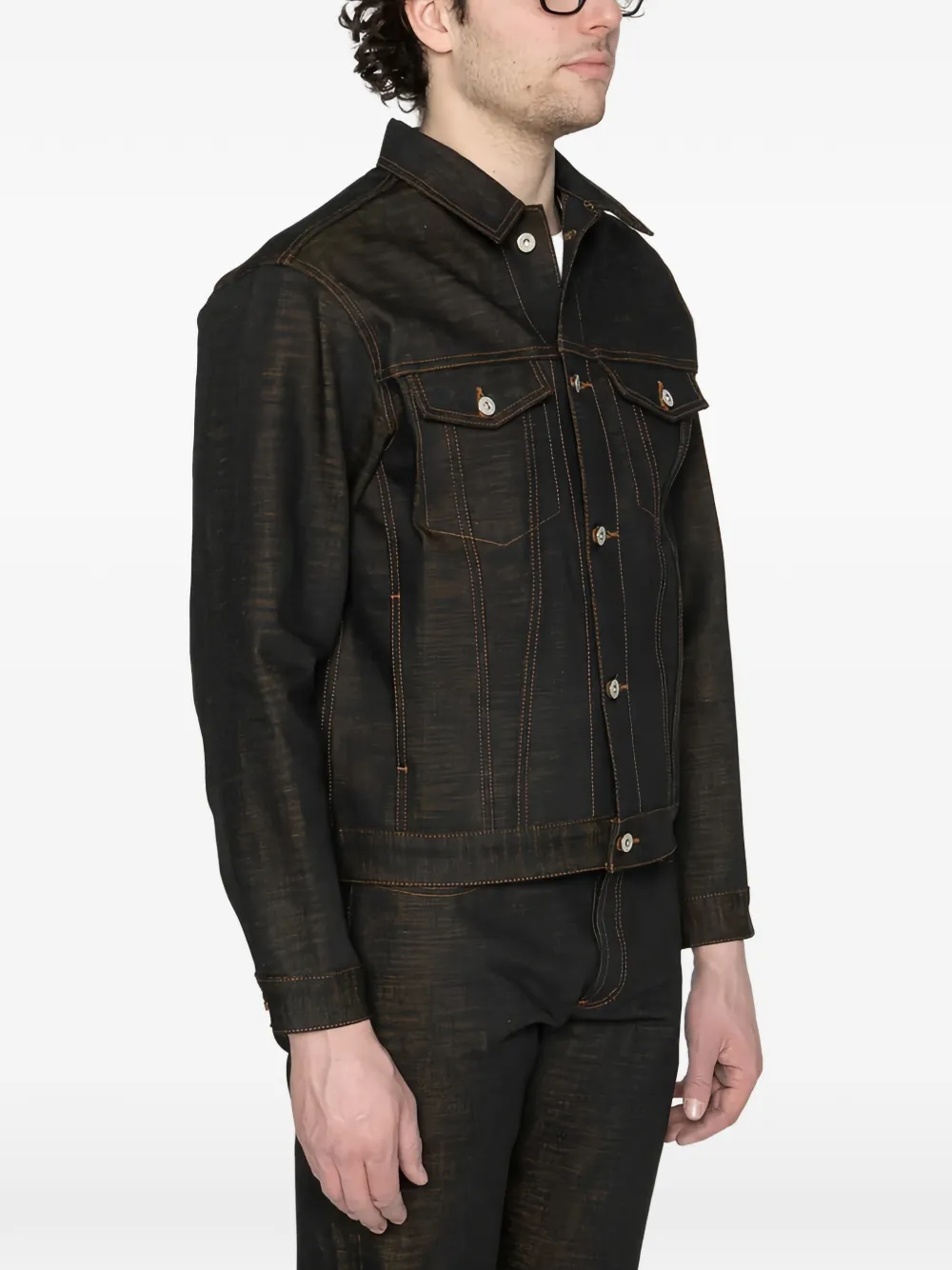 Naked and Famous Citrus Kasuri Selvedge denim jack met knopen Blauw