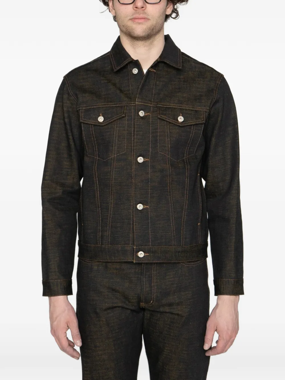 Naked and Famous Citrus Kasuri Selvedge denim jack met knopen Blauw