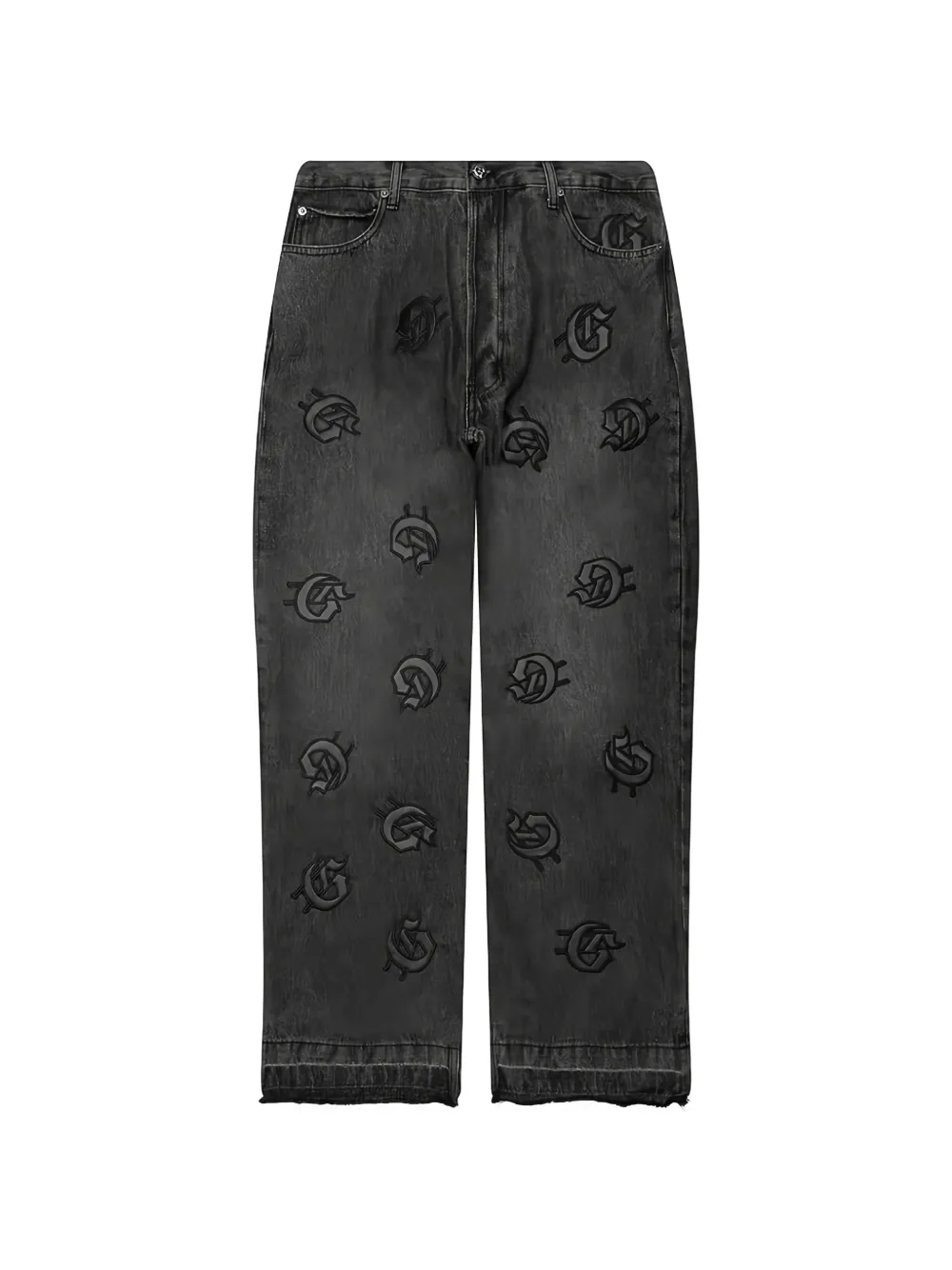 GODSPEED Infinity V2 logo-patch frayed jeans - Nero