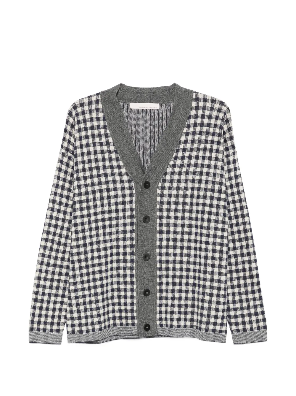 original vintage style gingham-pattern cardigan - Blue