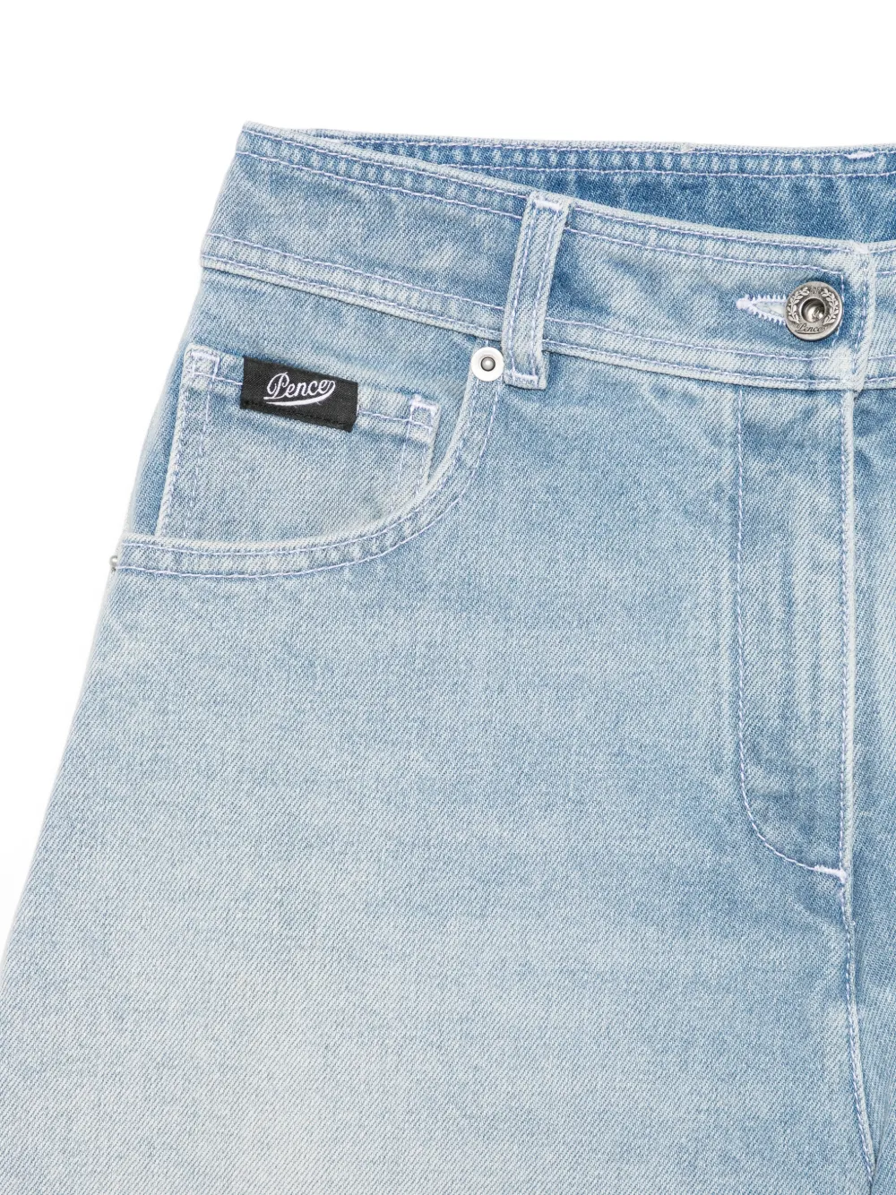  Pence Pantalones Vaqueros Cortos Luna Con Efecto Lavado - Azul 