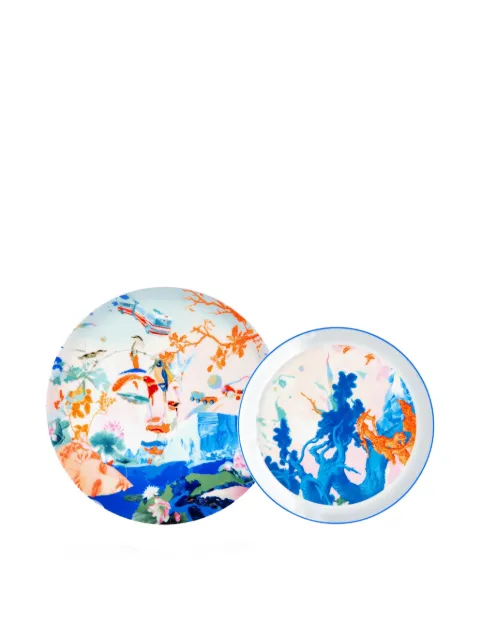 Shanghai Tang X Jacky Tsai floral fine bone china plate (set of two)