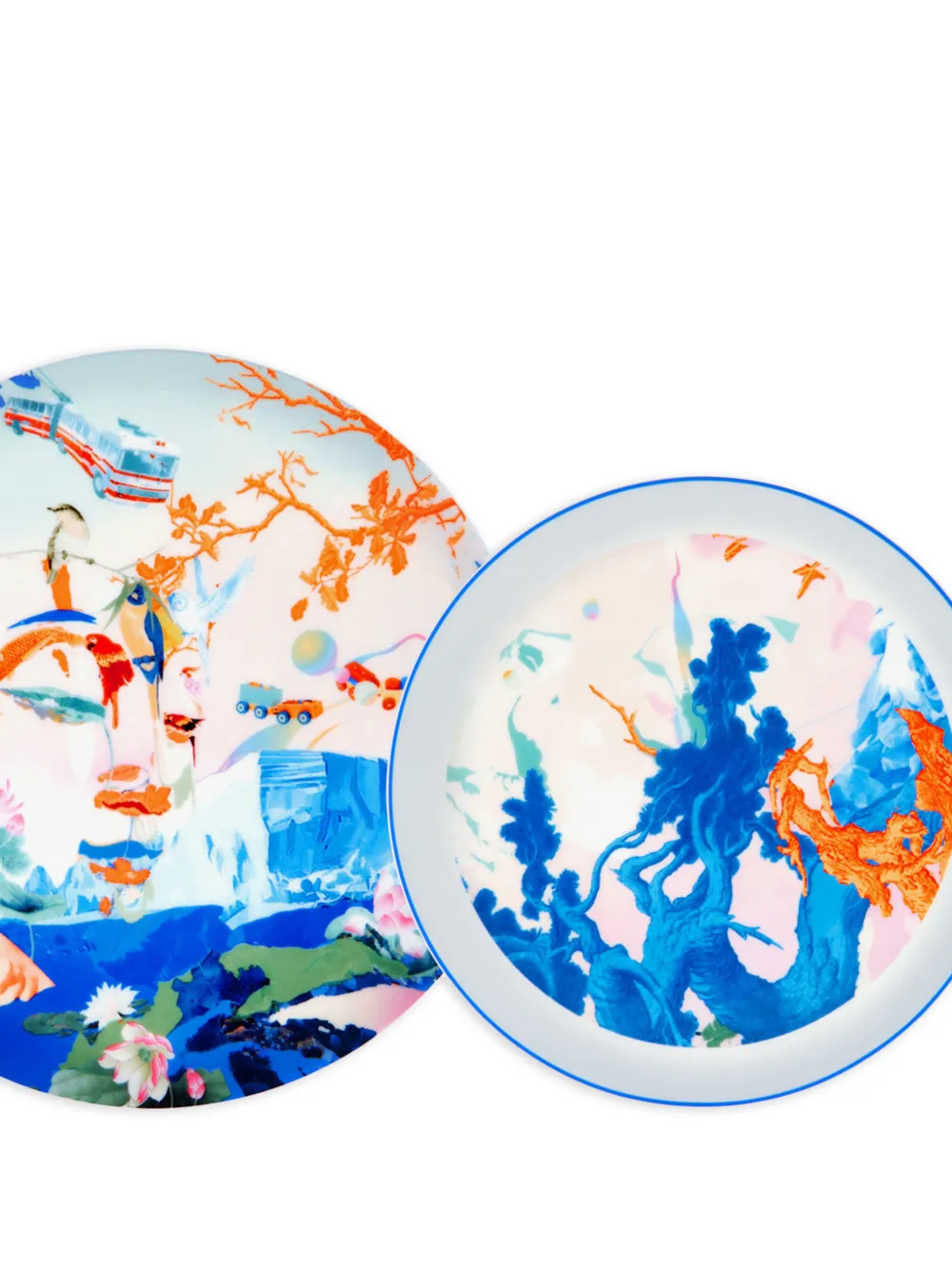  Shanghai Tang Set De Dos Platos De Porcelana De Ceniza De Hueso De Shanghai Tang X Jacky Tsai - Azul 