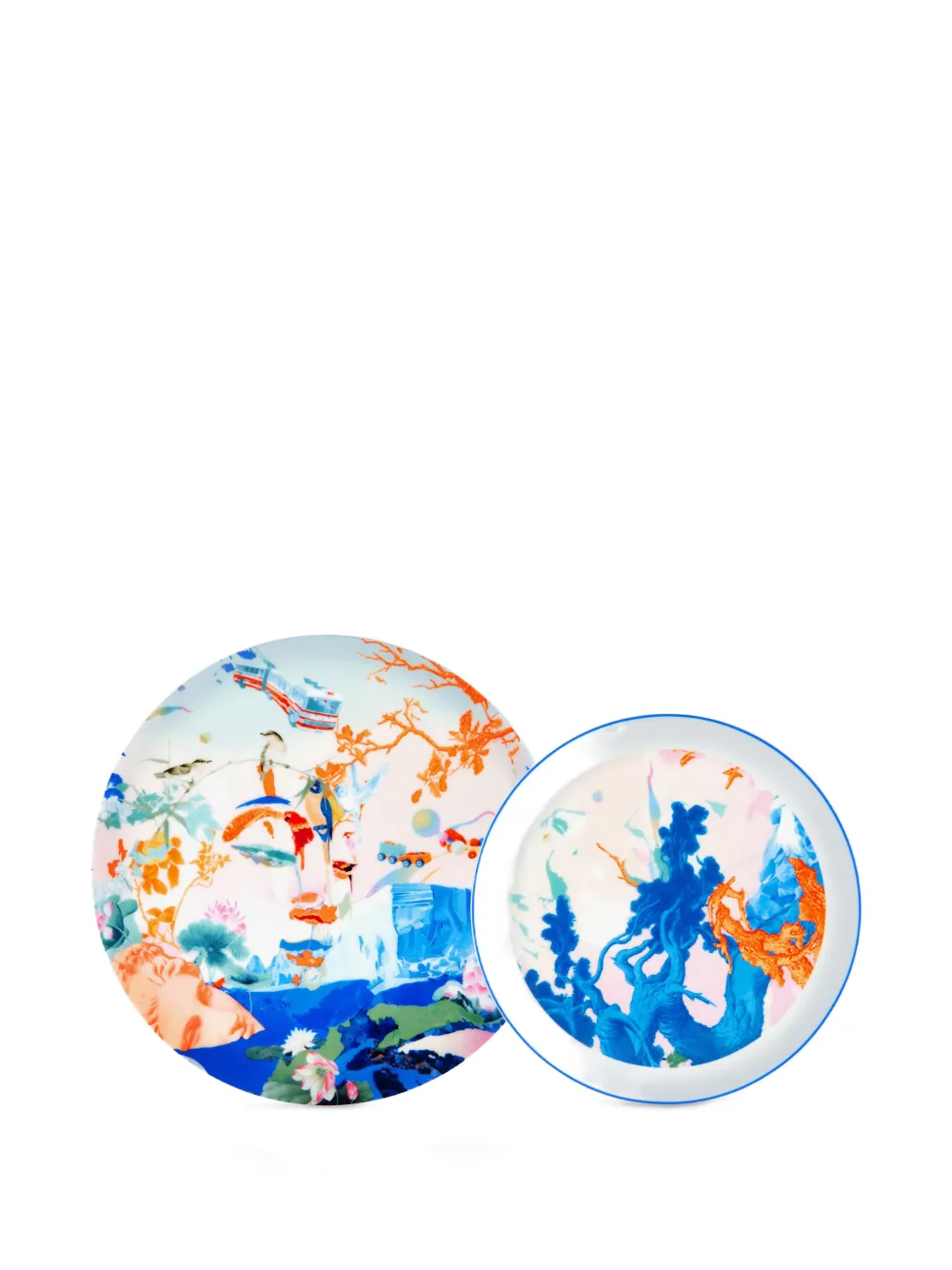 Shanghai Tang X Jacky Tsai floral fine bone china plate (set of two) - Blau