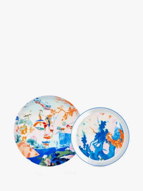 Shanghai Tang X Jacky Tsai floral fine bone china plate (set of two)