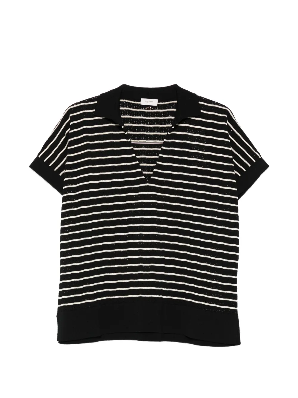 Agnona striped V-neck T-shirt - Nero