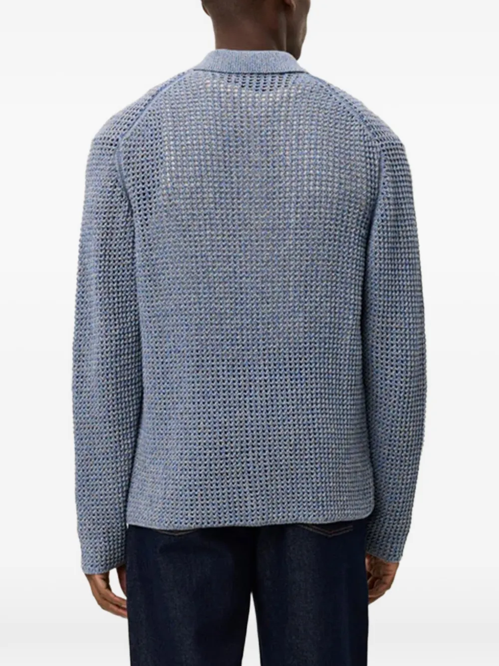 Les Deux Gerald opengebreid overhemd Blauw