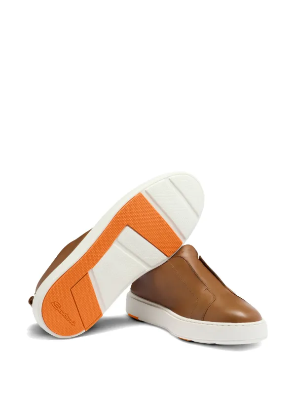 Santoni Leather slip-on Sneakers | Brown | FARFETCH display picture 1