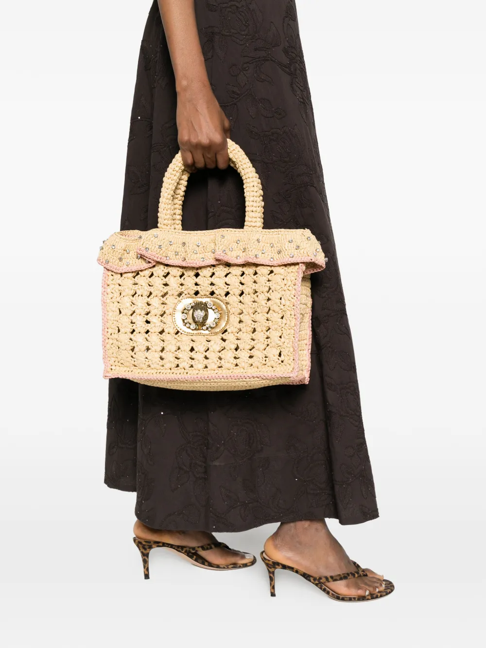 Kurt Geiger London Chelsea verfraaide shopper met ruches Beige