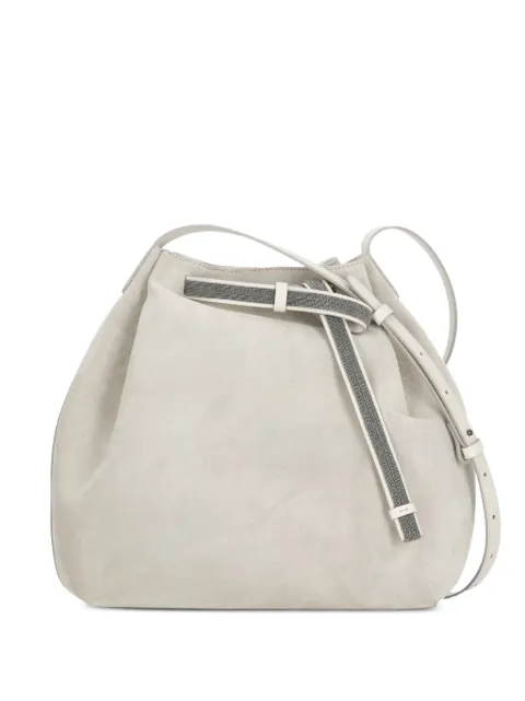 PANICALE drawstring strap leather bucket bag