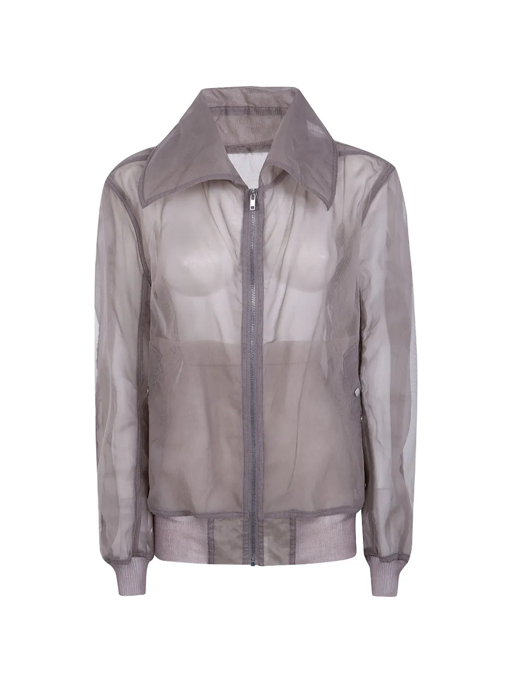 Rick Owens sheer mesh-panelled bomber jacket - Grigio