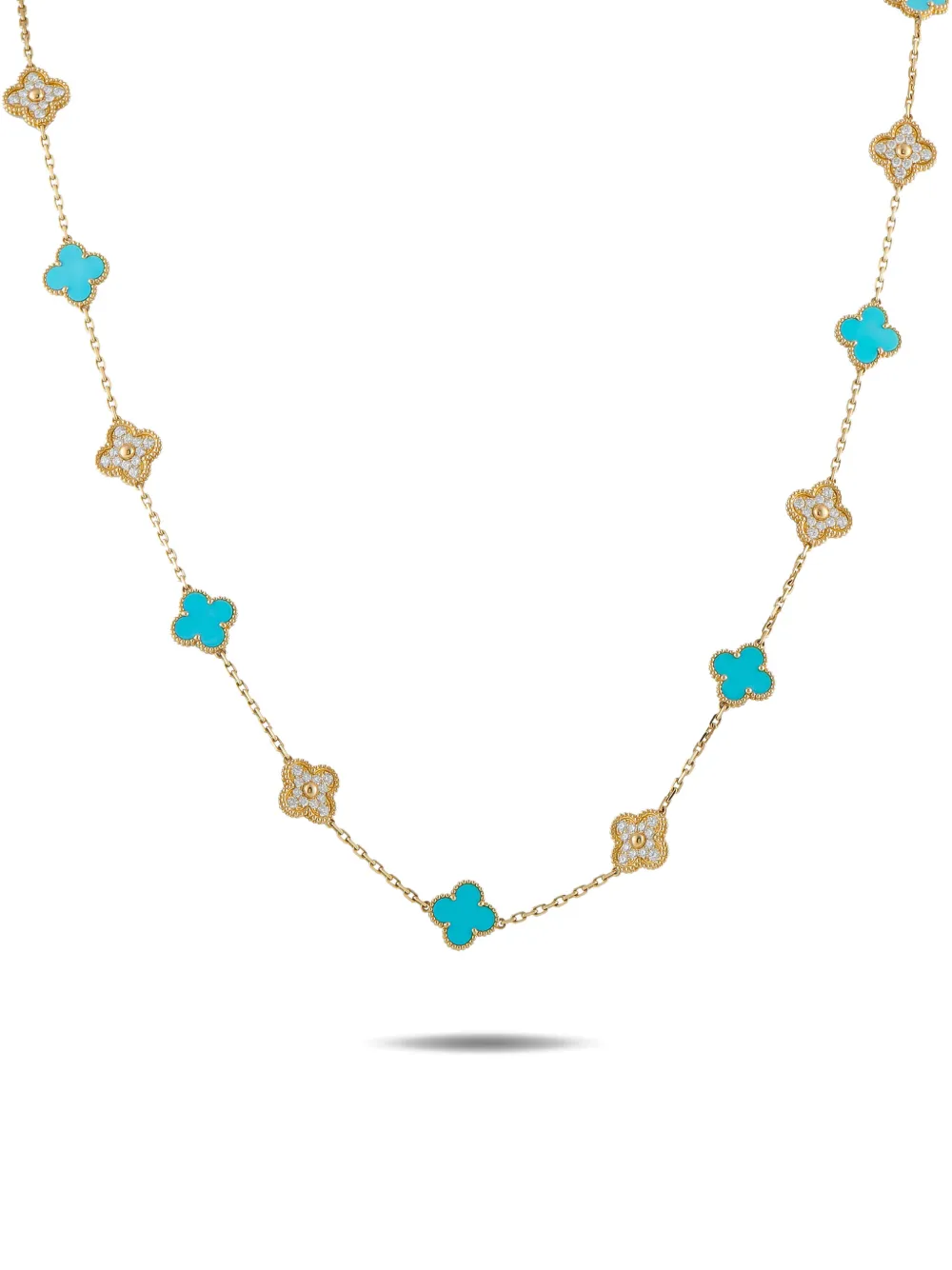 Van Cleef & Arpels Alhambra diamond and turquoise necklace VCARP2V200 - Oro