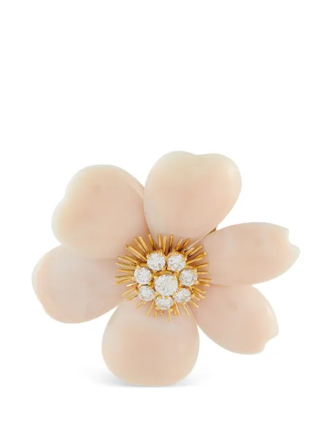 Van Cleef & Arpels flower coral and diamond brooch 