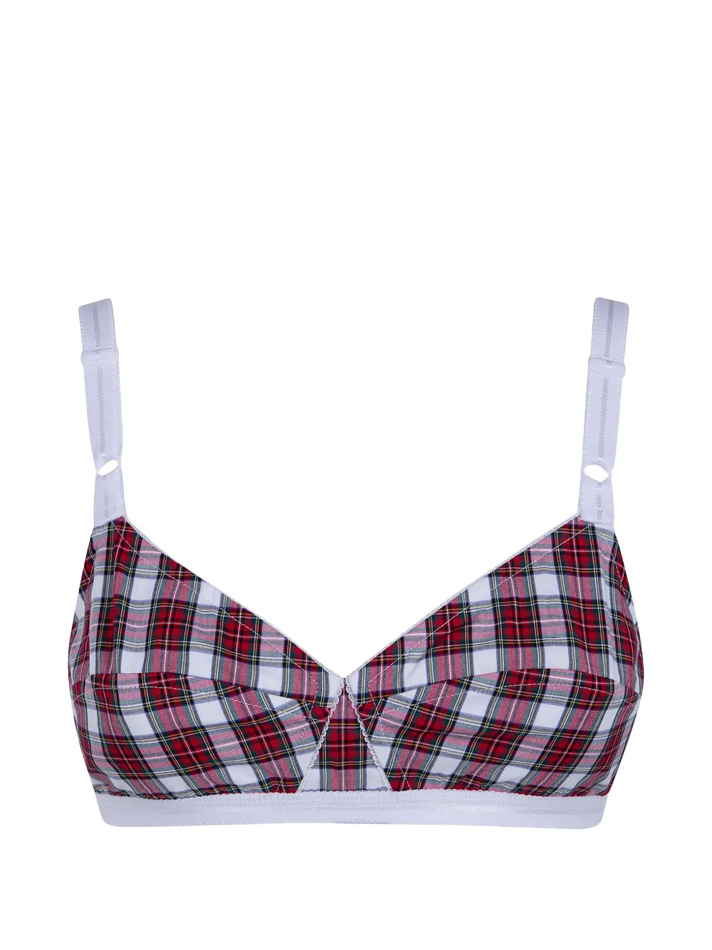 Nº21 tartan-print scalloped-edge bra - Bianco