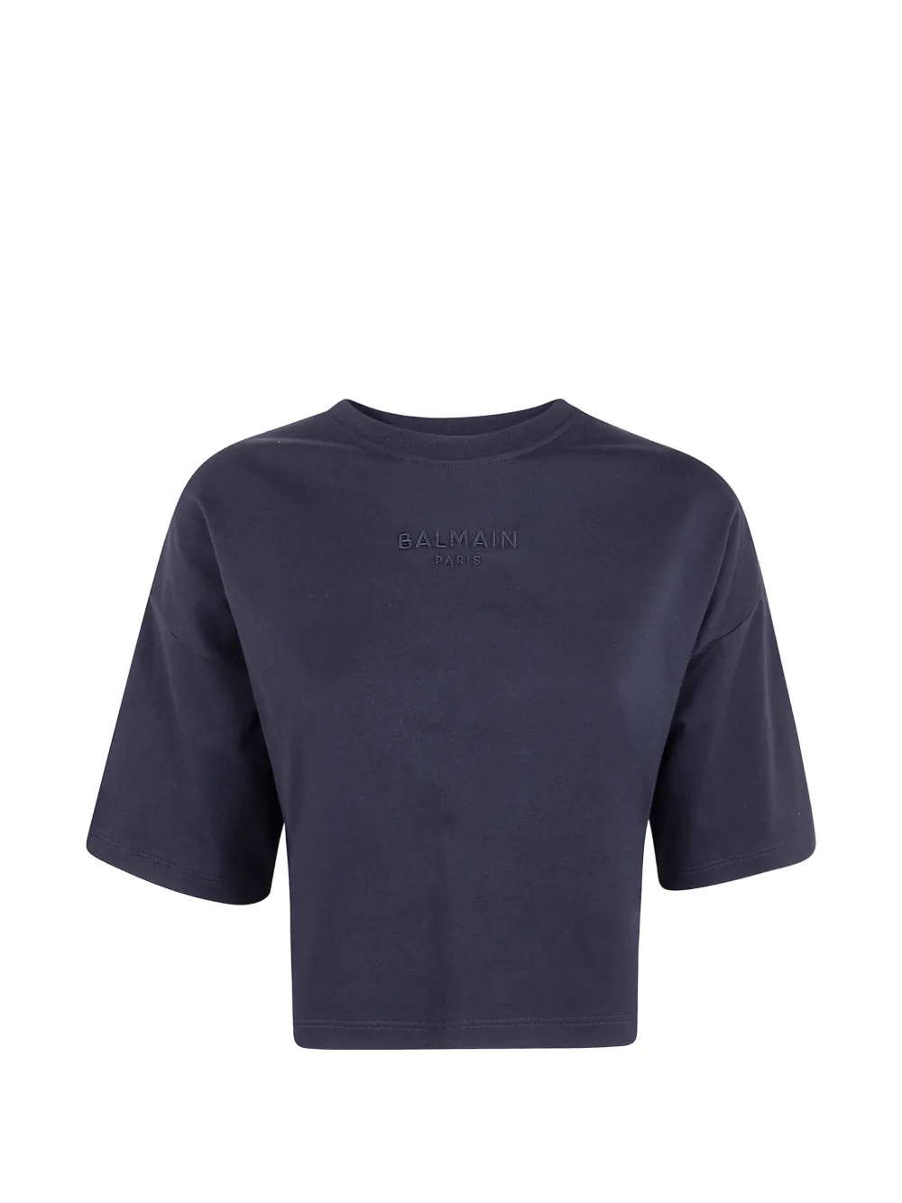 Balmain logo-embroidered cropped T-shirt - Nero