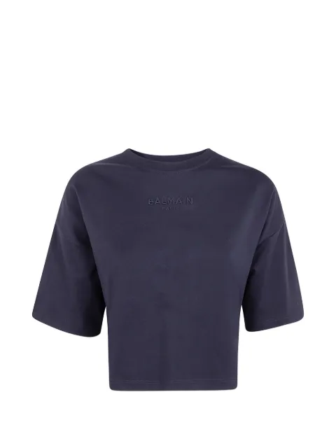Balmain playera corta con logo bordado