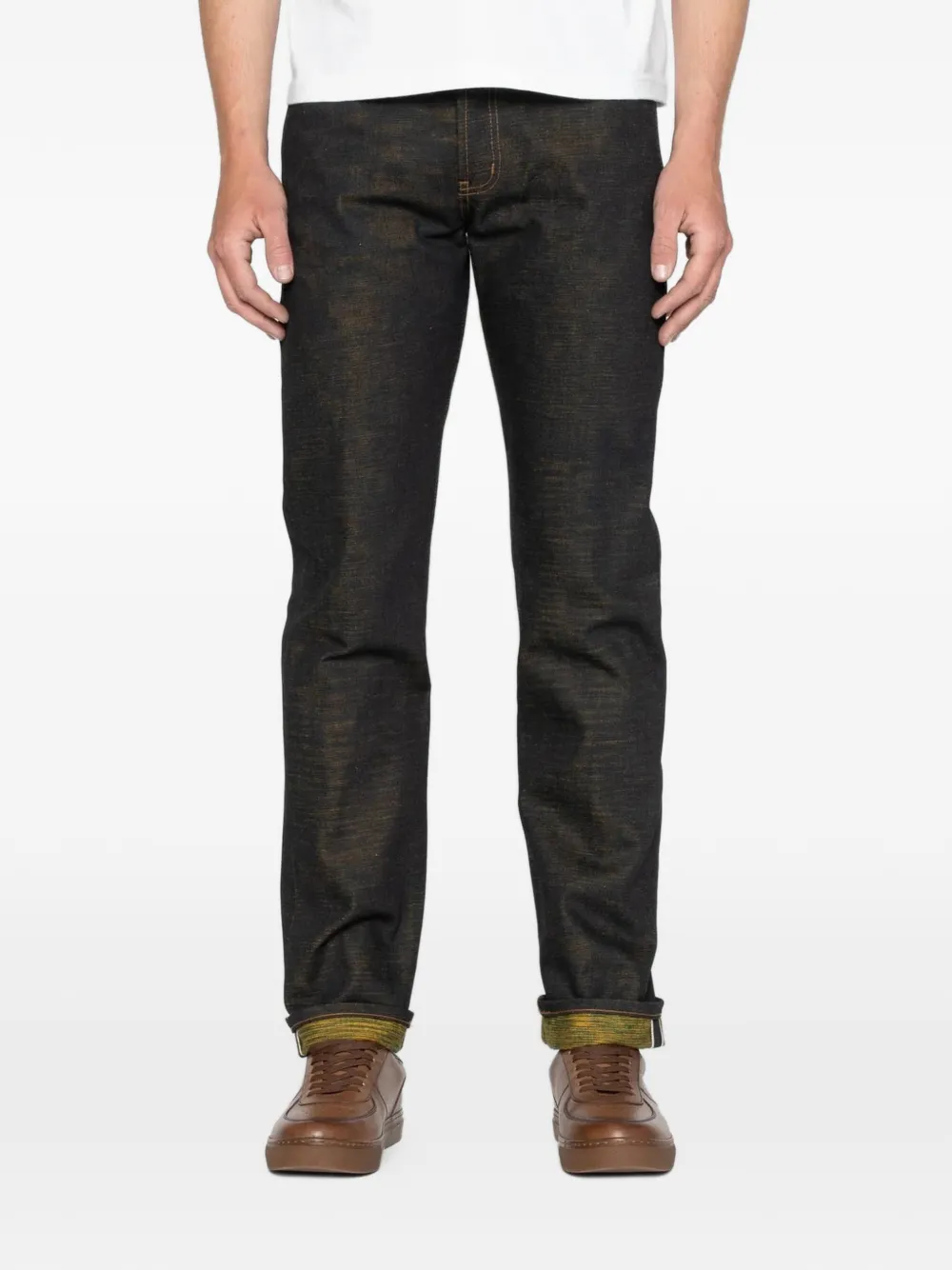Naked and Famous Weird Guy Citrus Kasuri Selvedge jeans Blauw