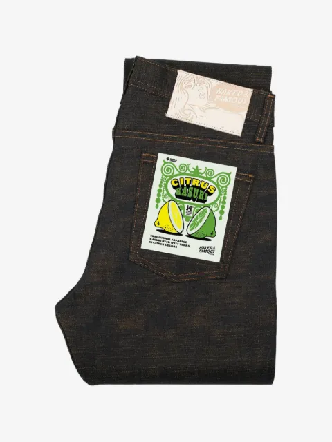 Naked and Famous jeans Weird Guy Citrus Kasuri Selvedge