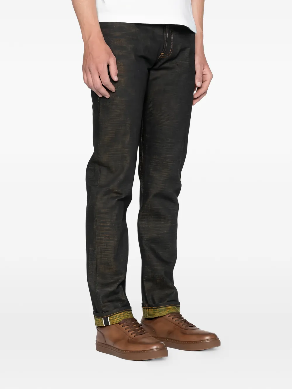 Naked and Famous Weird Guy Citrus Kasuri Selvedge jeans Blauw