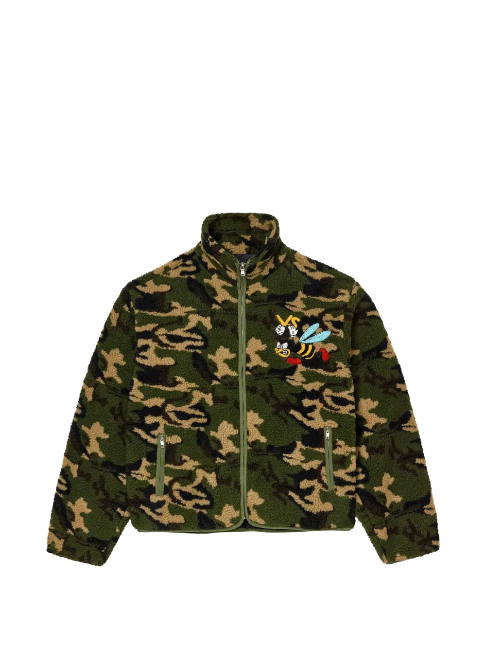 Vale camouflage embroidered fleece jacket - Verde