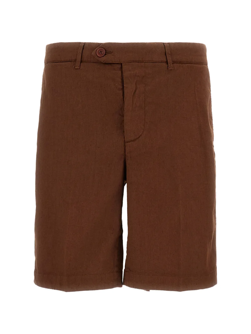 TELA GENOVA belt-loops linen shorts - Marrone